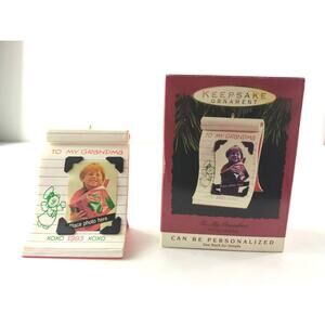 1993 Hallmark Keepsake Our Family Frame & To My Grandma Holder Ornaments